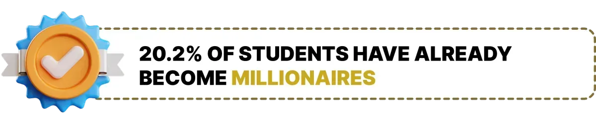 20.2% Of Students Have Already Become Millionaires badge with checkmark