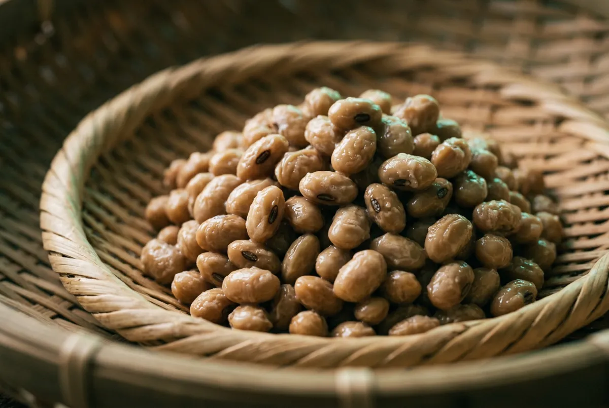 Macro shot of small-seeded Natto Soybeans