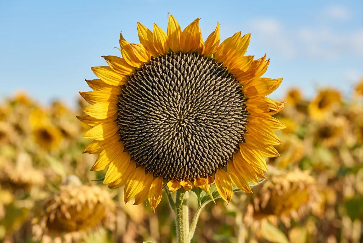 Confectionary sunflower head and striped seeds