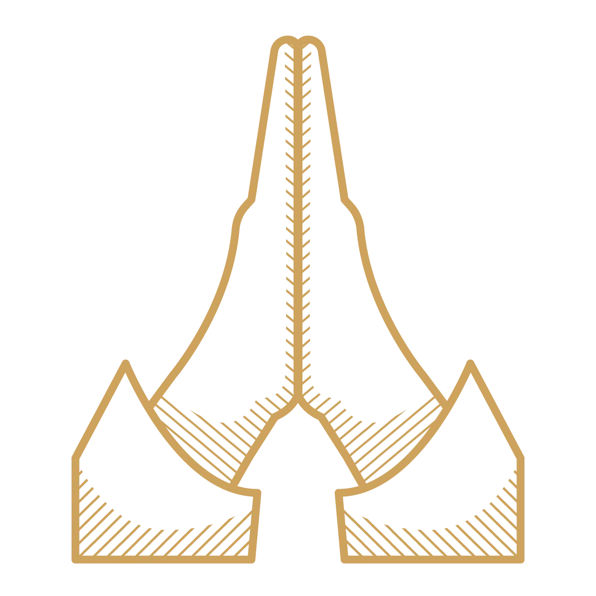 Line art illustration of a handmade paper airplane, depicted from the front, with detailed shading and outline.