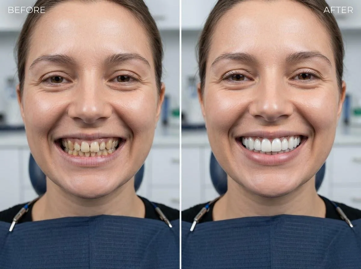 Before and after porcelain veneers smile makeover