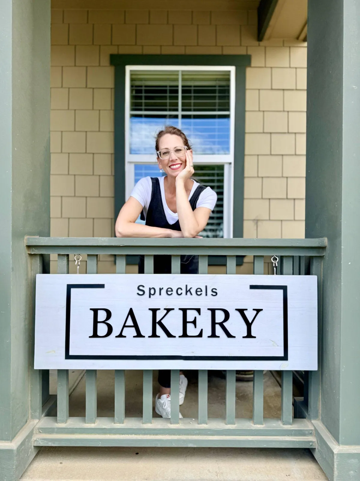 Kristen Gersonde, owner of Spreckels Bakery, on her porch