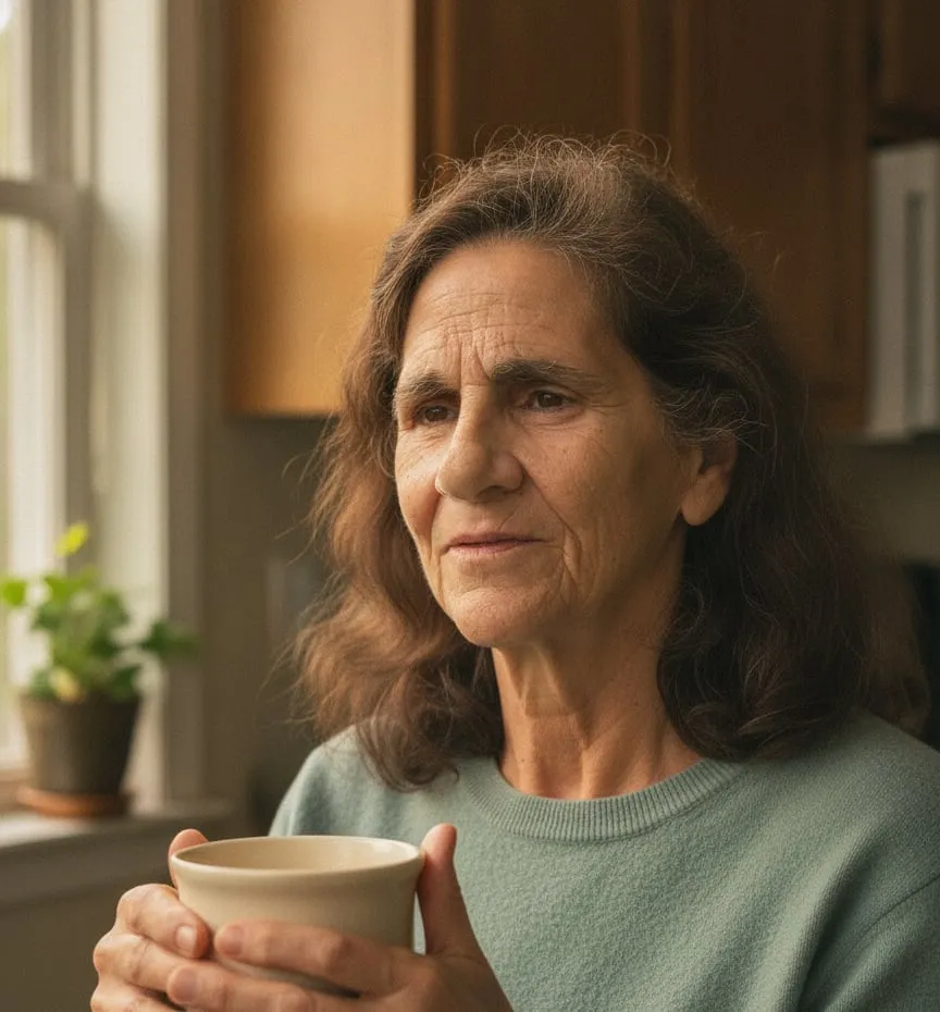 Celeste Rech holding tea cup