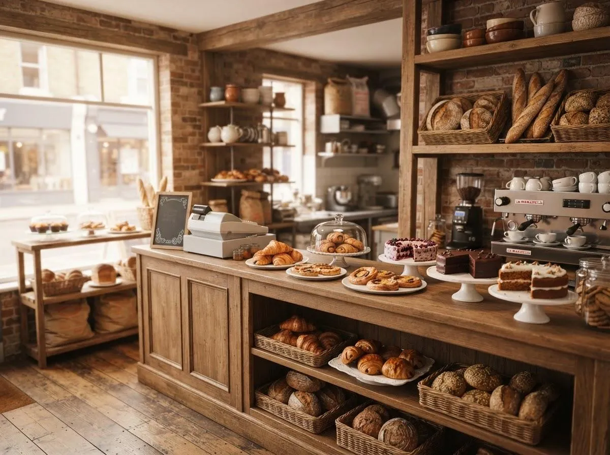 Bob's Bakery fresh breads, pastries, cakes and coffee on display