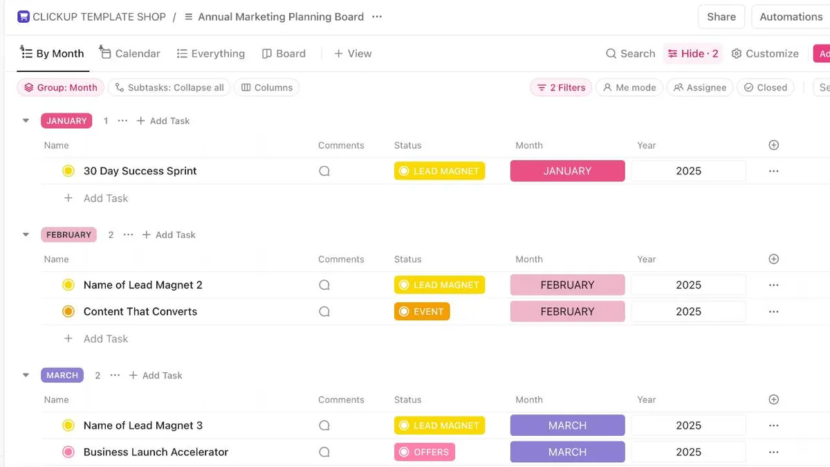 Annual Launch Planning Board