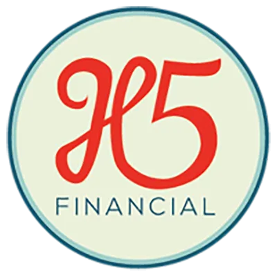 Circular logo with a stylized 'H5' in red and black inside a double circle outline