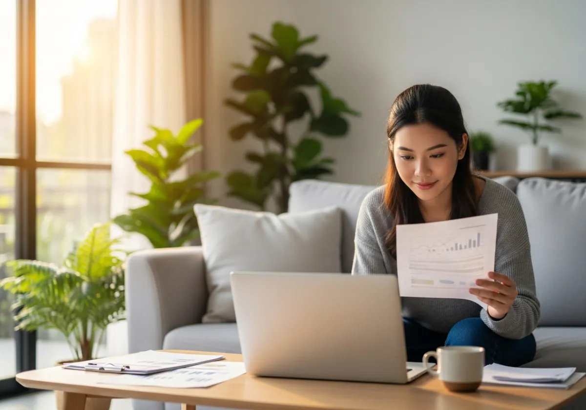 Woman feeling peaceful about finances