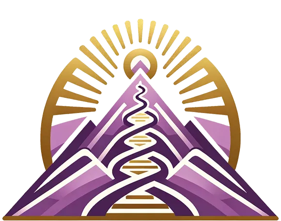 Kamin Samuel's Inner Summit mark: a mountain rising toward a gold sunburst, with a double-helix path climbing through it