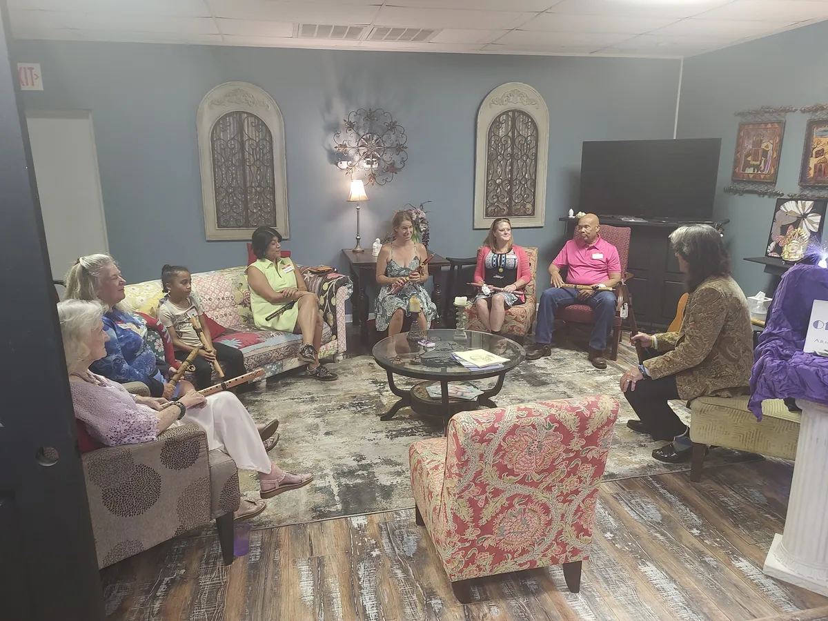 Book Club and Classes learning to play flutes