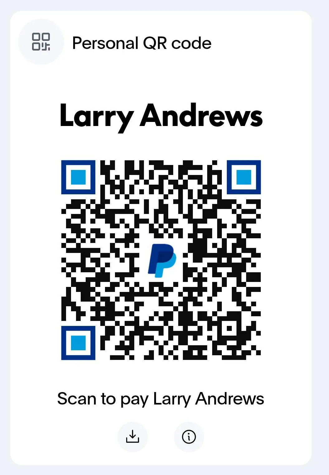 Personal QR code - Larry Andrews PayPal