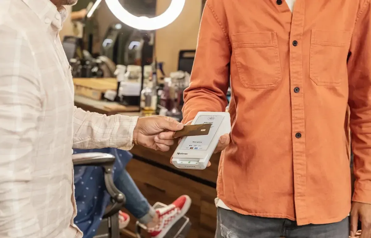 Clover point of sale in use