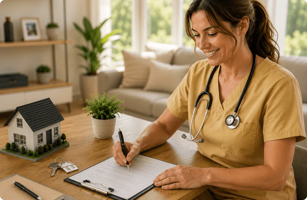 Doctor working on laptop at desk