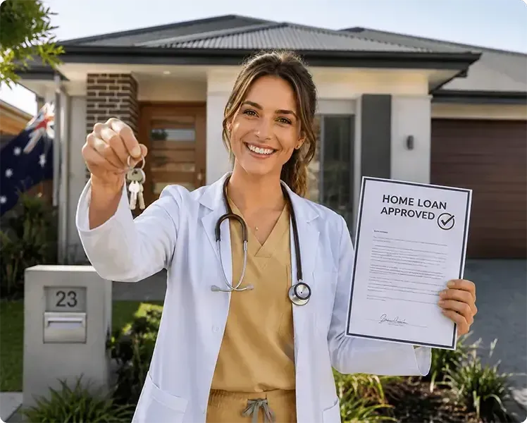 Doctor holding keys to new home