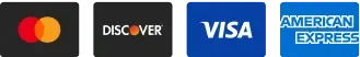 Accepted Payment Methods: Mastercard, Discover, Visa, American Express