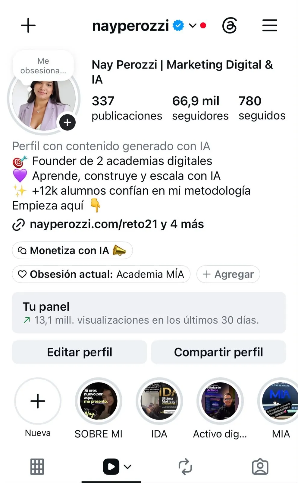 Perfil de la plataforma de AI Cinema Club