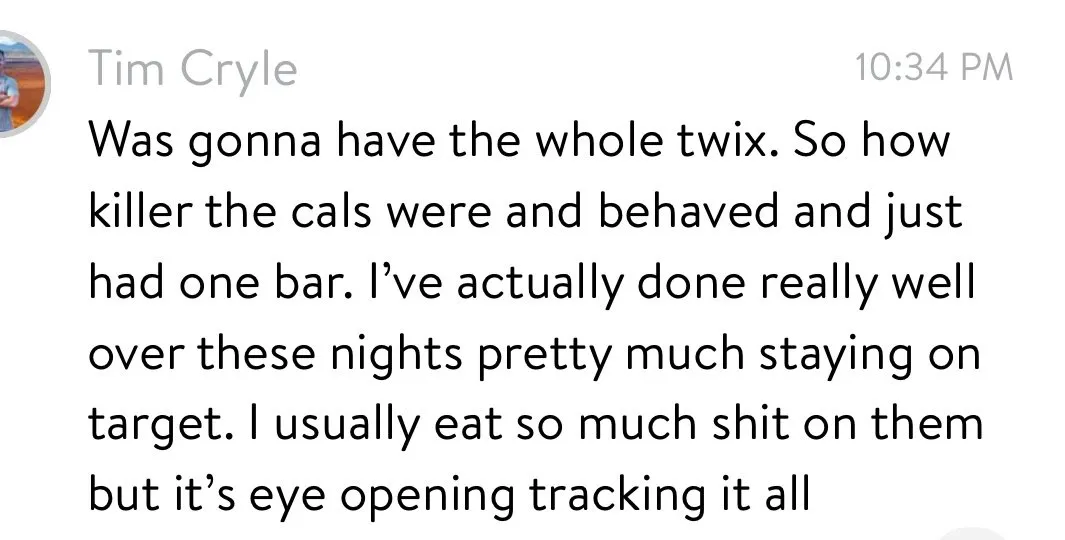 Message from Tim about tracking a night out