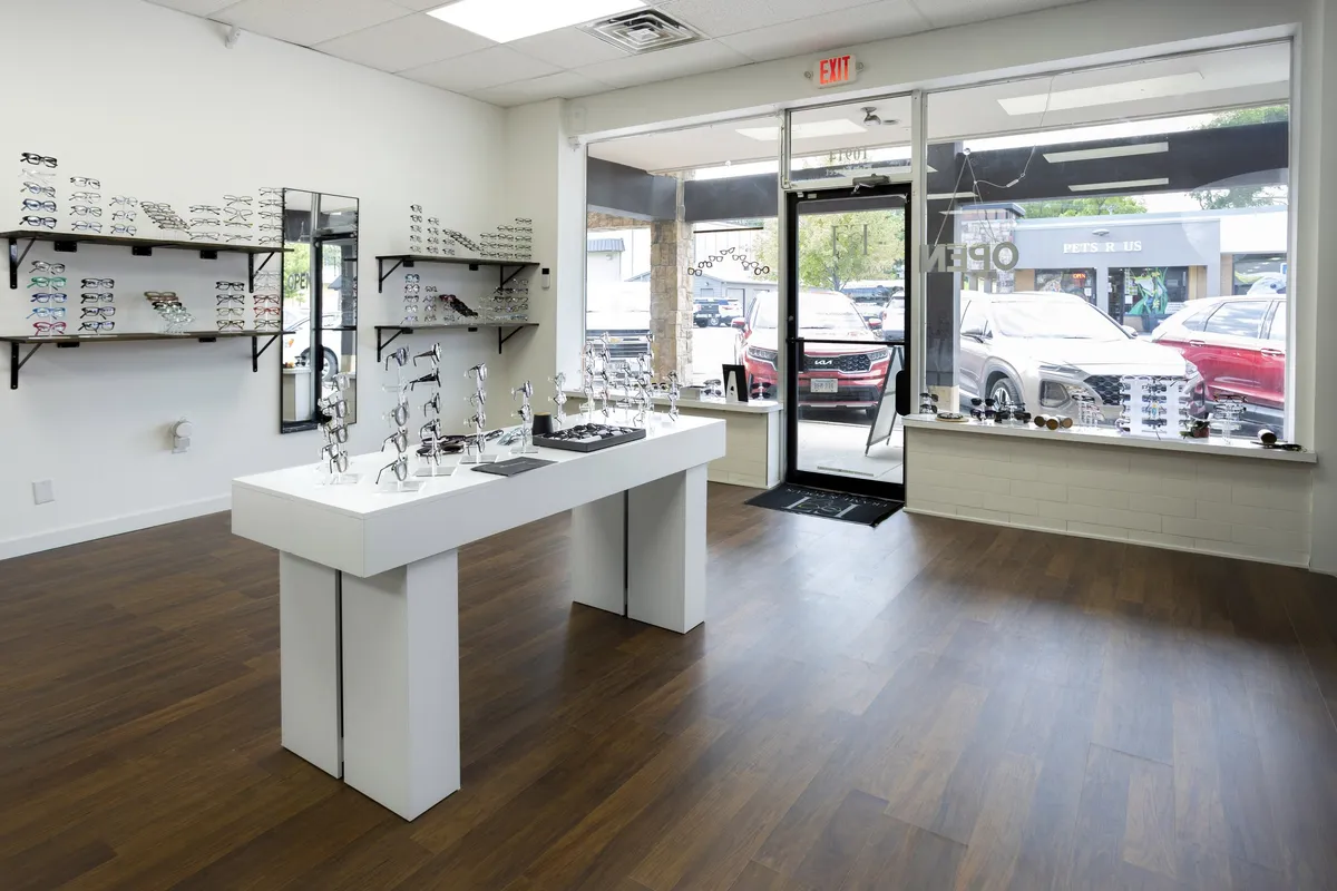 Frame & Focus Optical luxury boutique showroom interior in Omaha