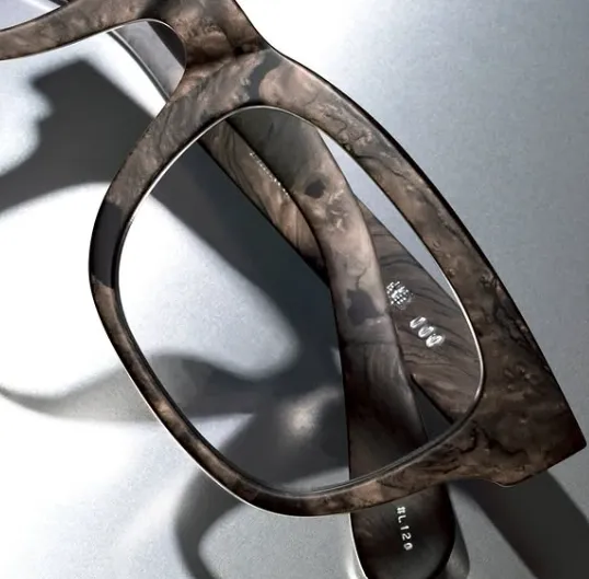 Artisan horn and wood grain textured eyeglasses frame