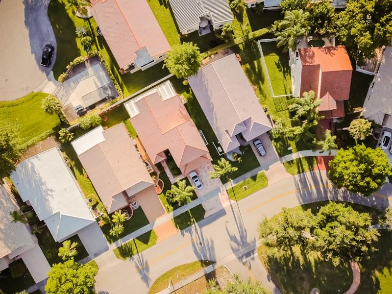 Aerial view of green trees and homes in McLean, Virginia