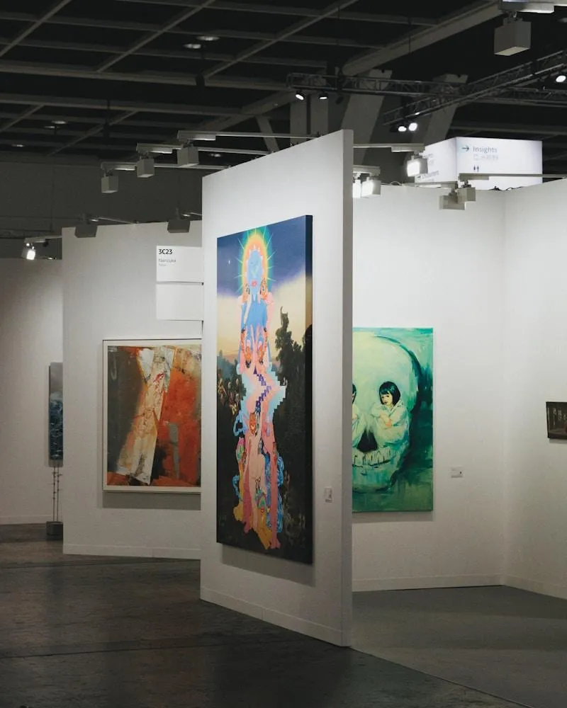 An art gallery showcases various paintings on display