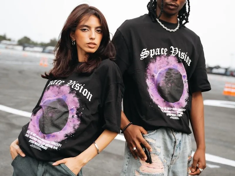Gallery art printed on a black t-shirt