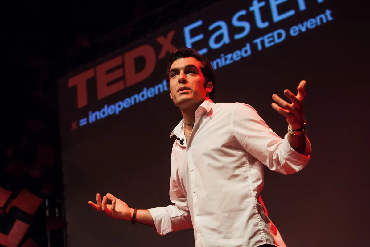 John Patrick Morgan speaking at TEDx East End