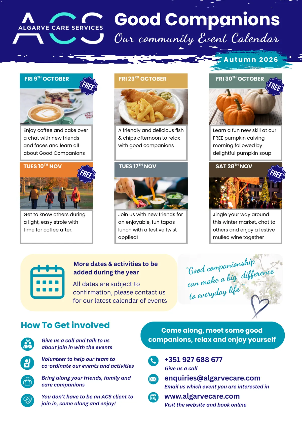 Good Companions Community Event Calendar Autumn 2026