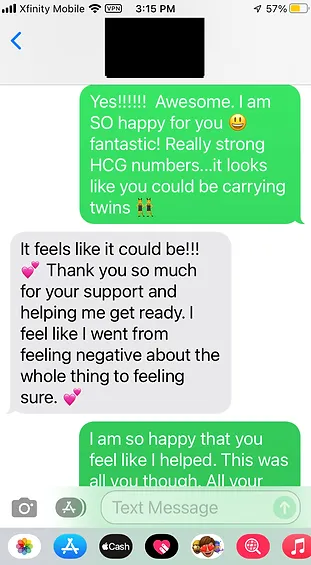 Text message testimonial conversation
