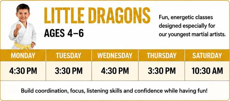Little Dragons Class Schedule Calendar