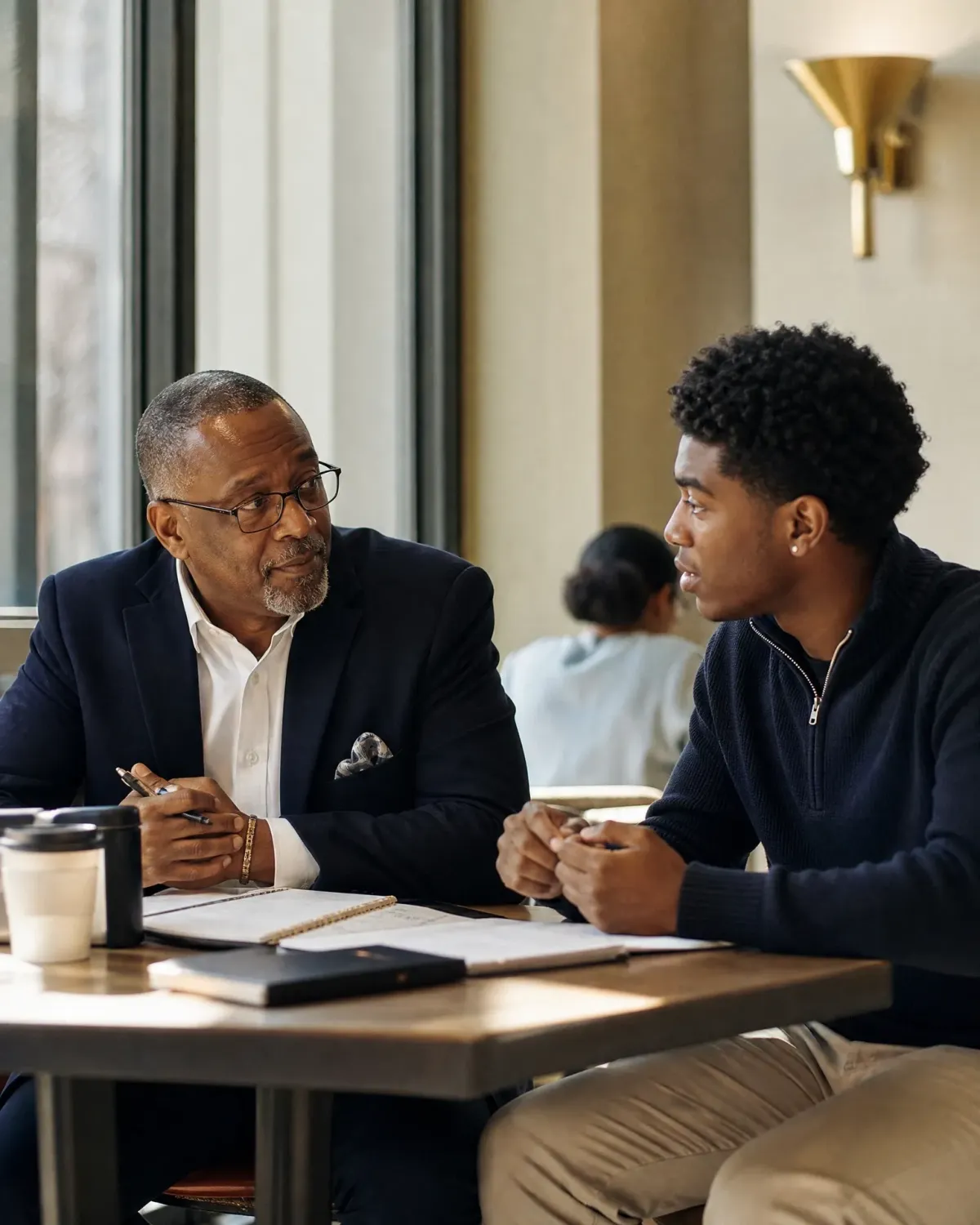 Mentor and student in conversation