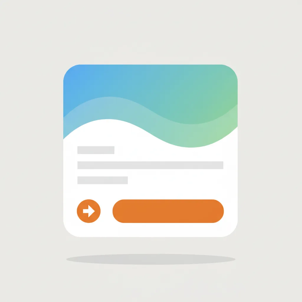 Square illustrative thumbnail of a website mockup card featuring a hero section and call-to-action, minimal shadow, flat layout, brand-colored accents, isolated mockup object on neutral base.