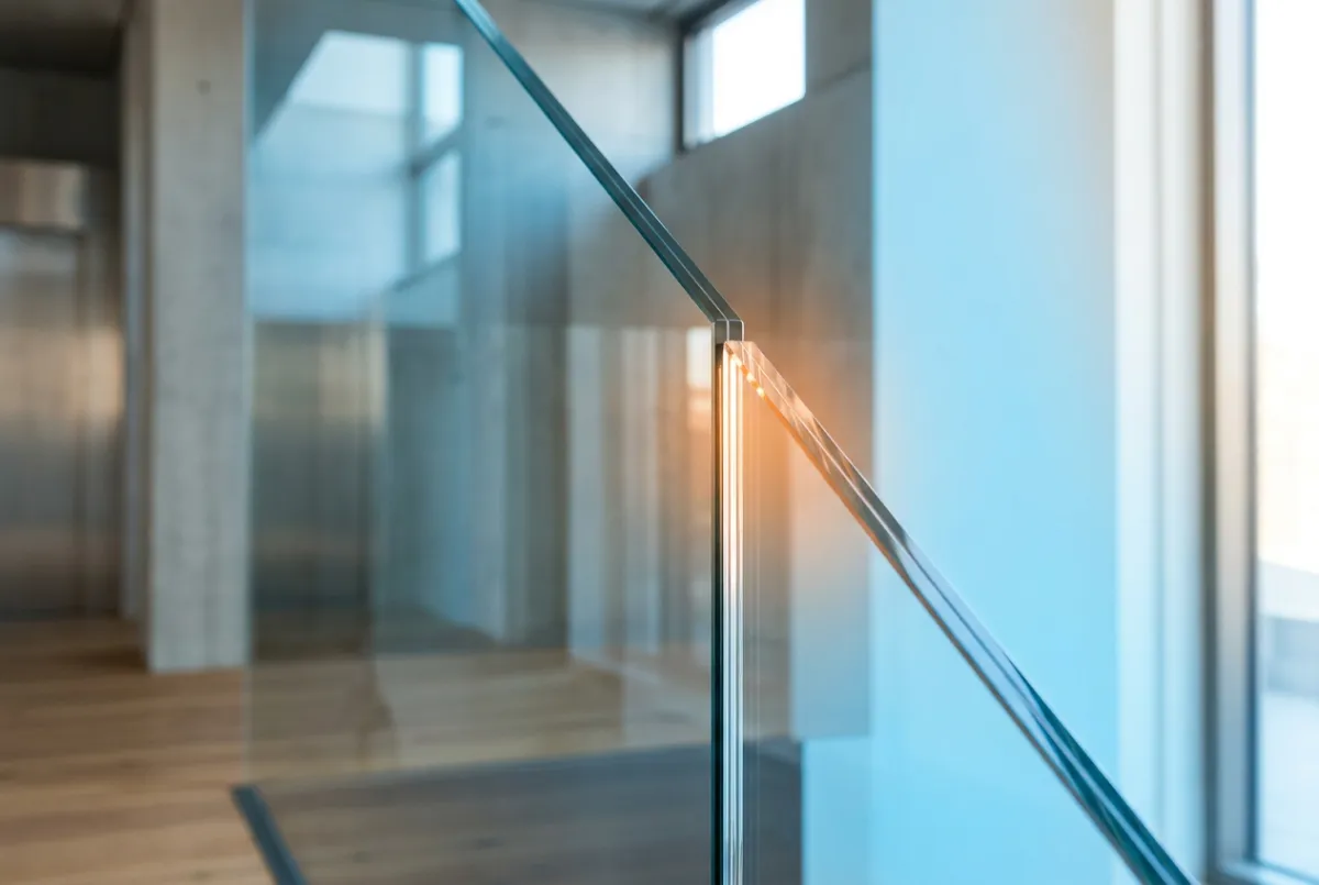 Macro view of crystal clean, streak-free glass and architectural surface reflection