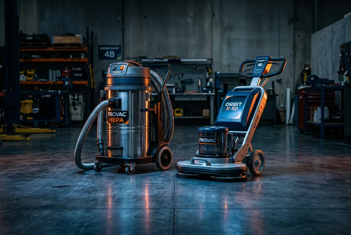 Commercial-grade HEPA industrial cleaning equipment and precision orbital machinery