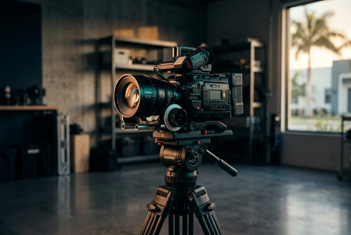 Cinematic 4K camera gear capturing commercial visuals on location