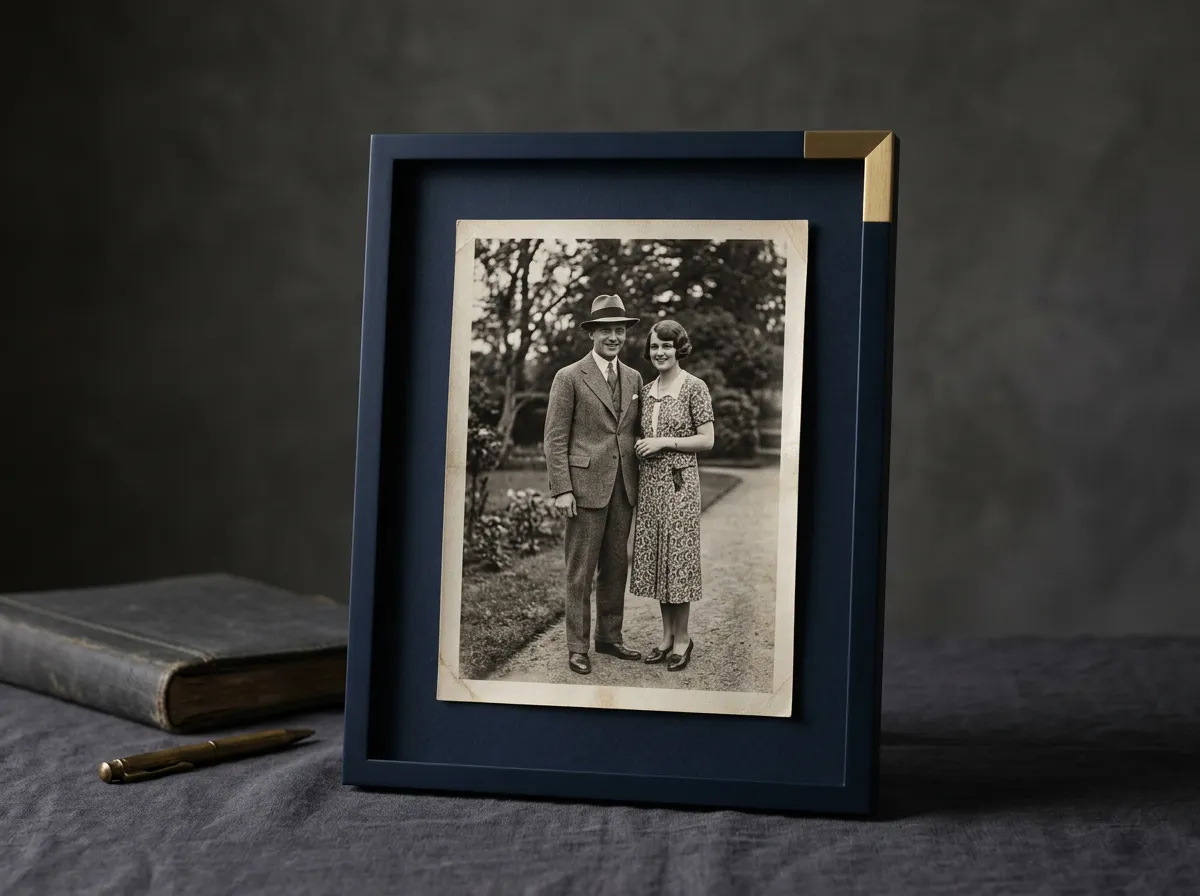 Artisan heritage photo restoration side by side with archived family memorial print