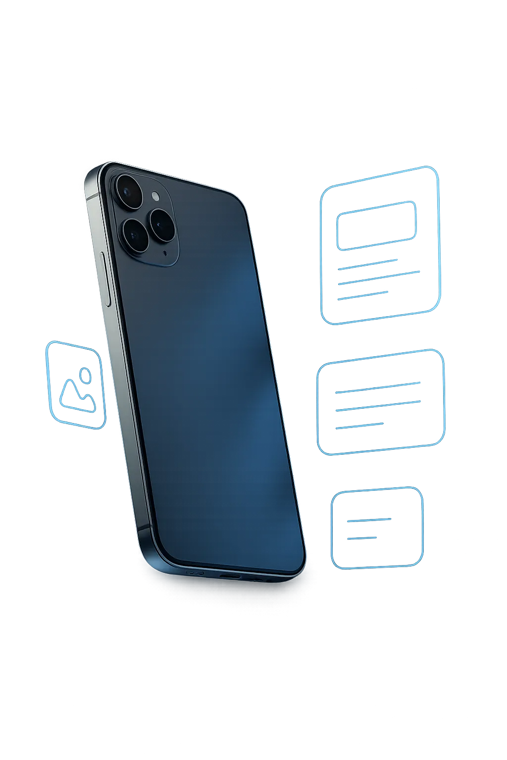 Sleek, futuristic silver smartphone mockup floating in mid-air