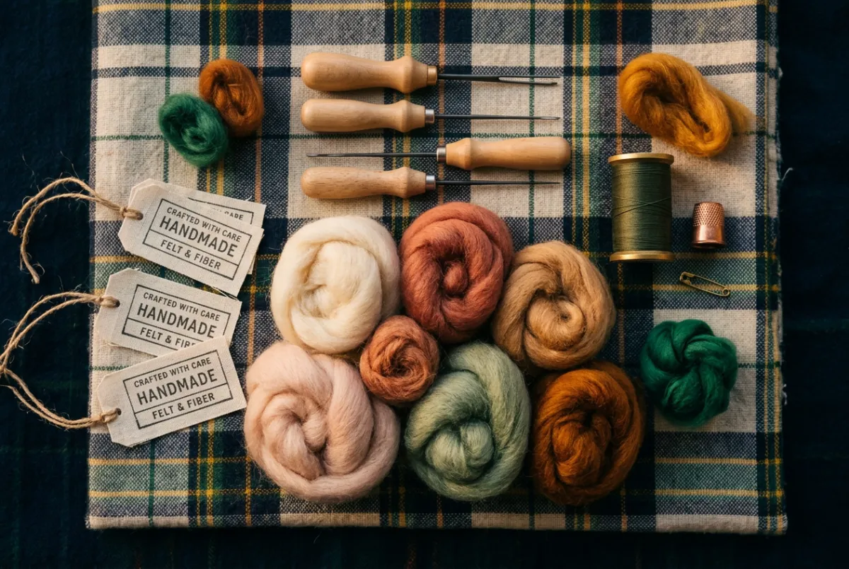 Cozy wool roving and needle felting materials