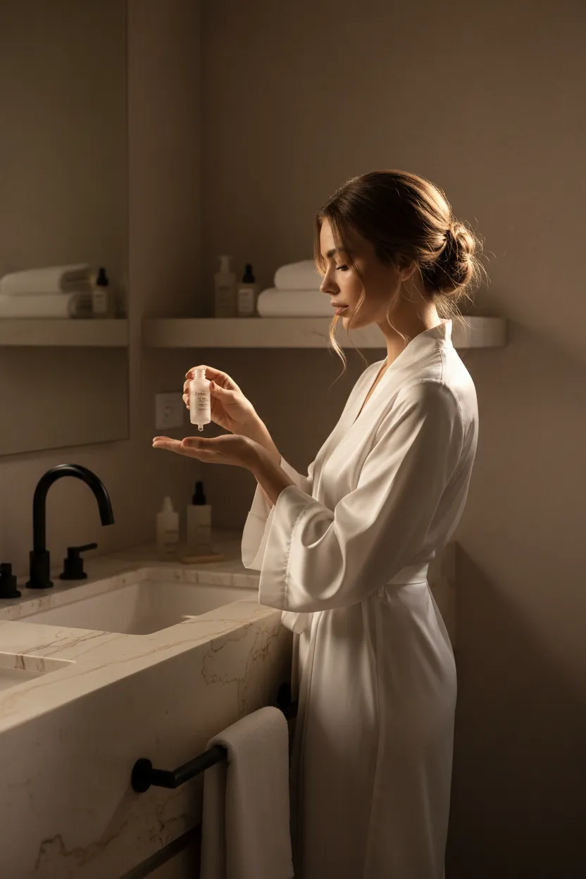 Woman engaging in a luxury self-care routine
