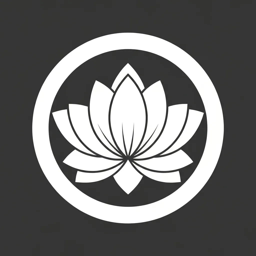 White circular lotus flower icon logo