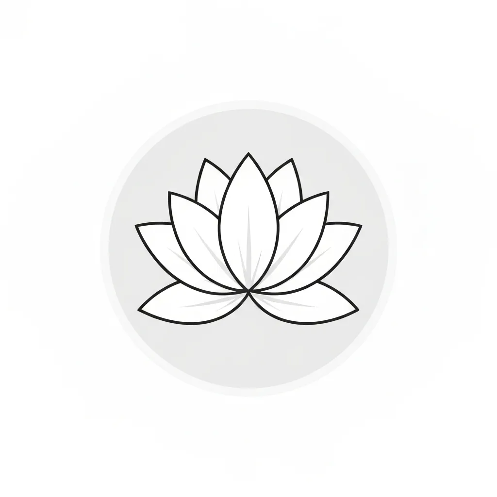 White circular lotus flower icon logo