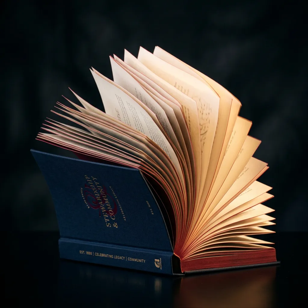 A framed abstract artistic rendering of an illuminated open book turning pages symbolizing 25 years of literacy progress in Gary, Indiana