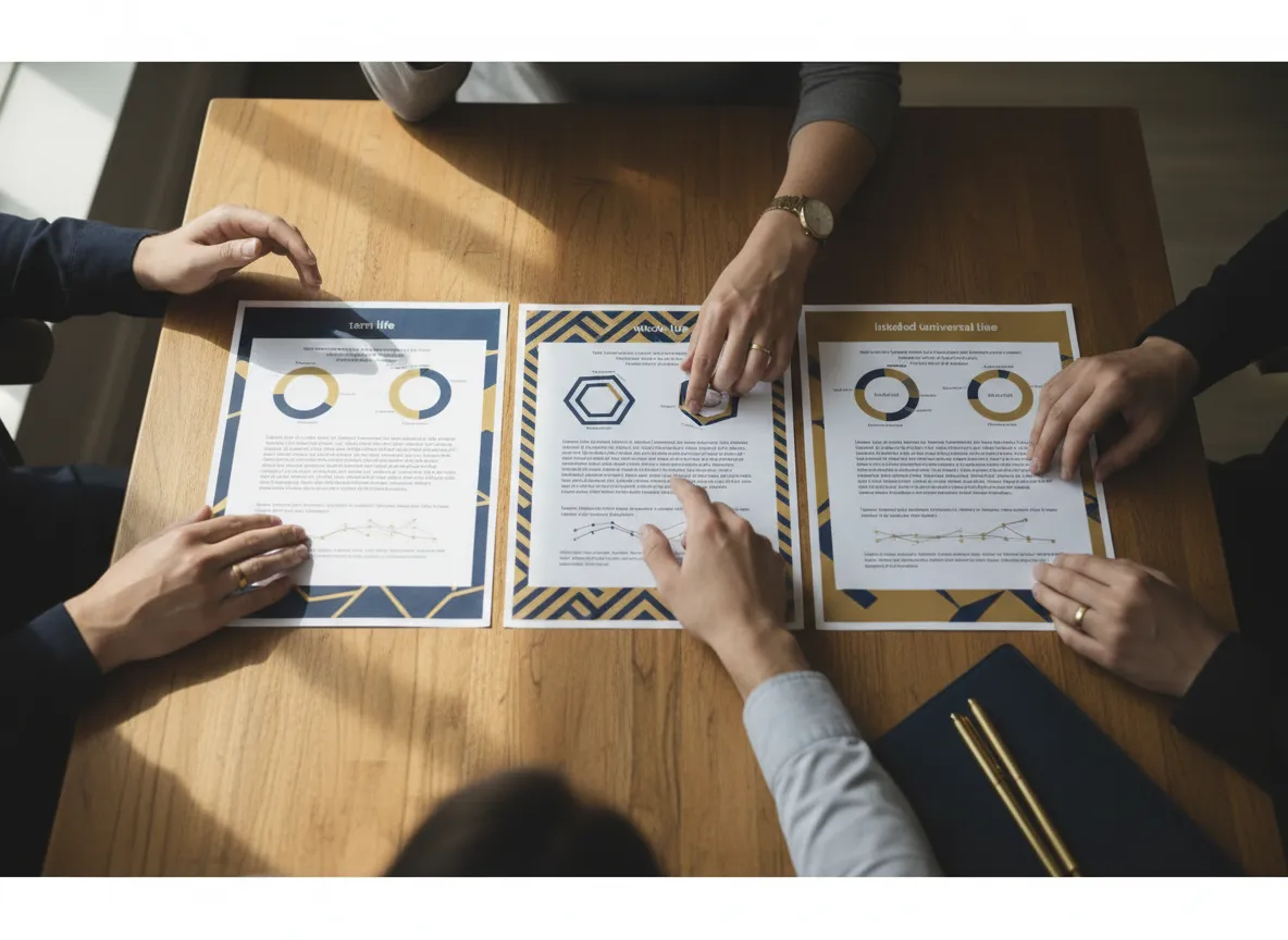 Different life insurance policy options being compared