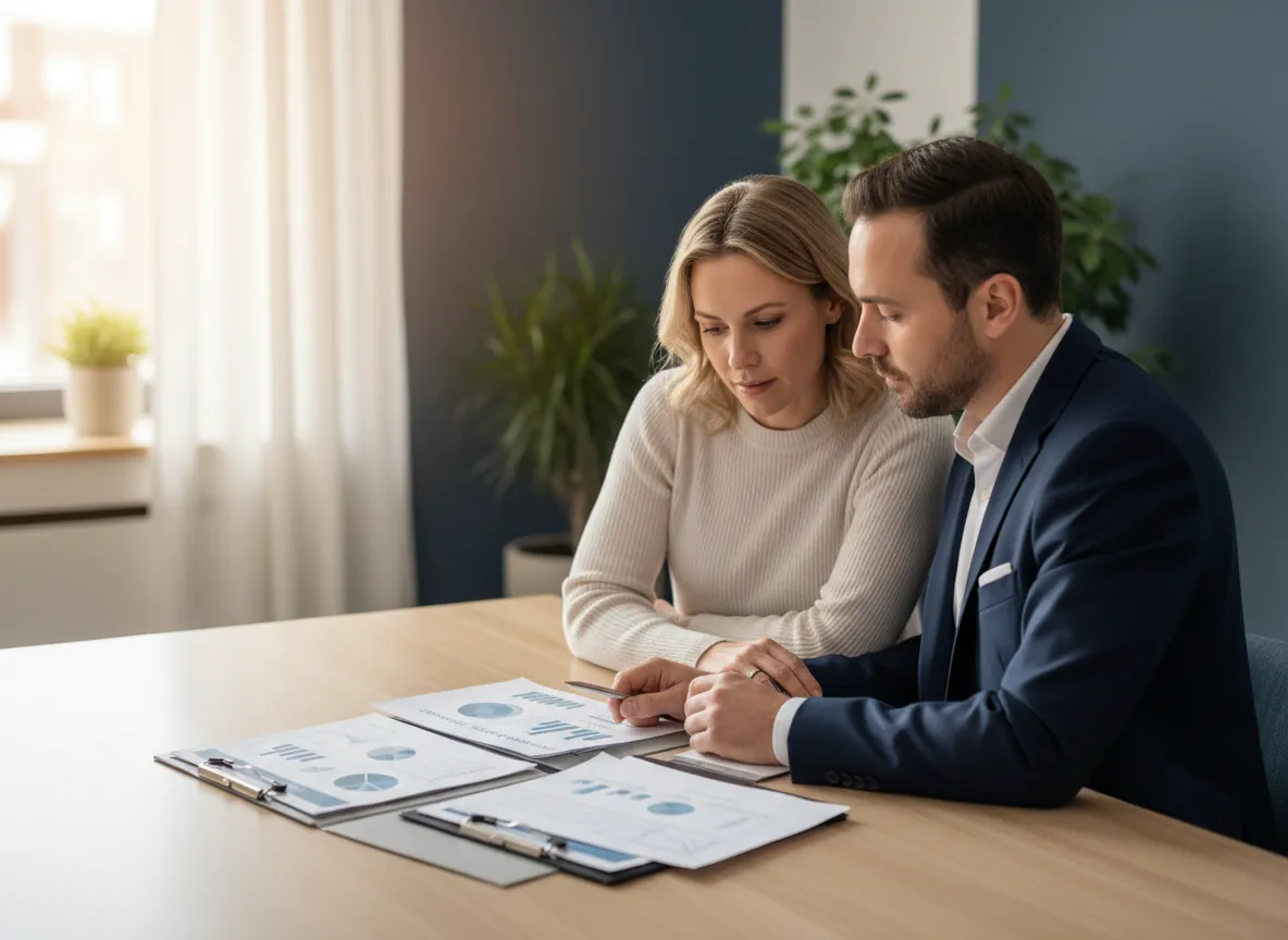 Advisor reviewing life insurance and retirement plans with clients