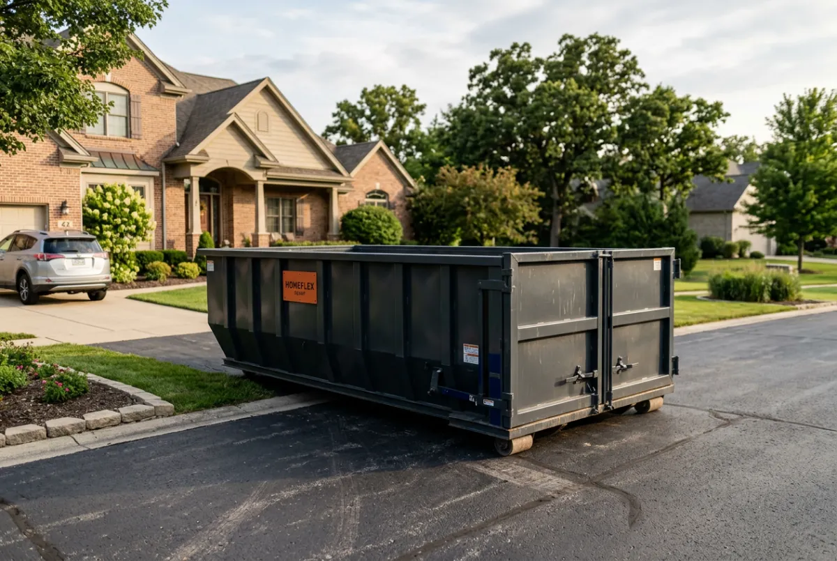 Dedicated roll-off dumpster and white-glove debris removal service on site
