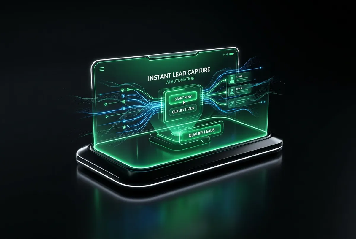 Futuristic AI instant lead capture and automated response mechanism