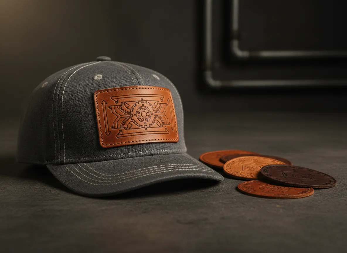 Apparel engraving leather hat patches