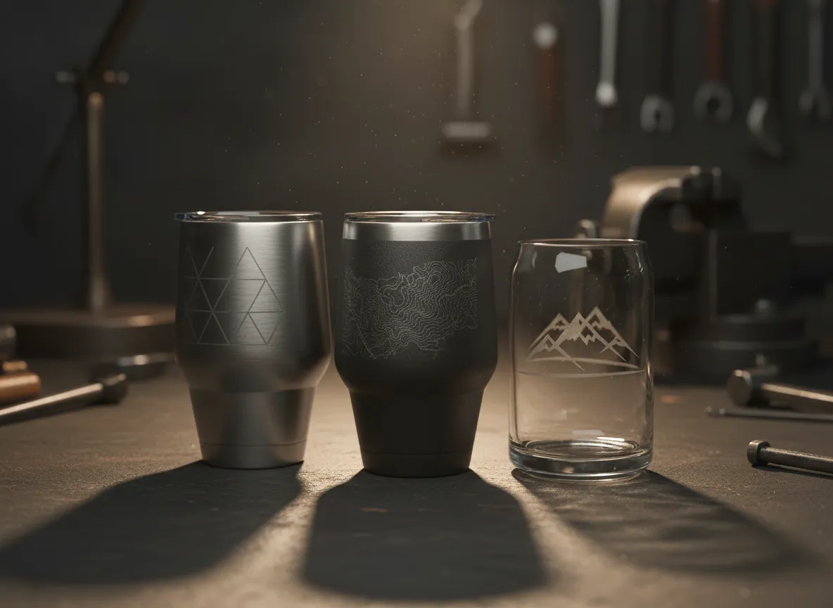 Rugged drinkware engraving items