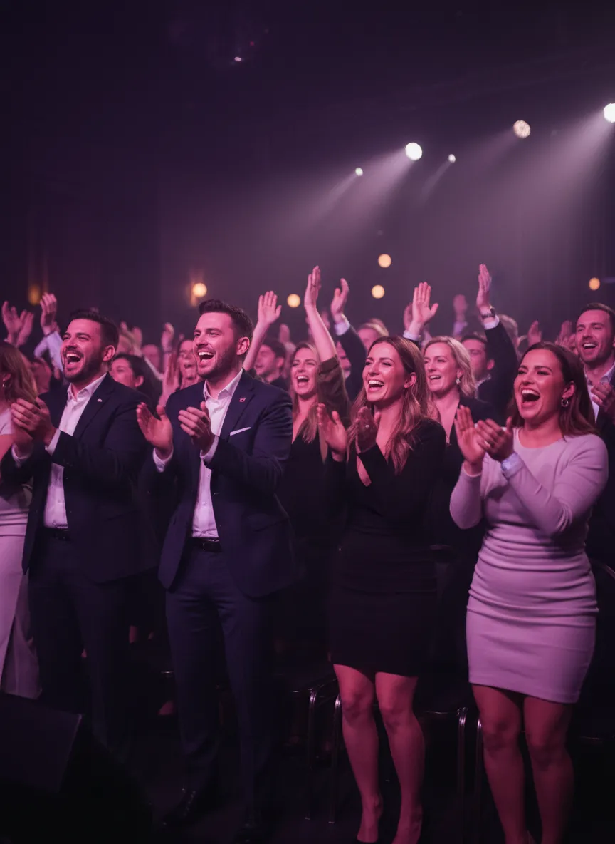 Excited crowd enjoying a CMX live event