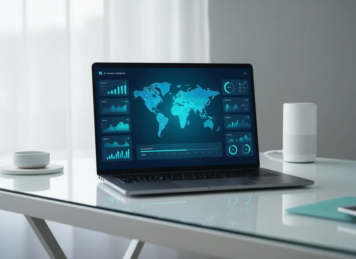 Modern e-commerce dashboard showing global orders and customer locations