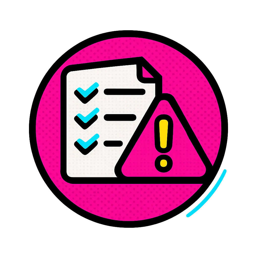 Pop-art style warning or checklist icon